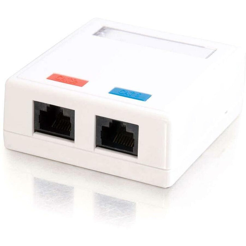 C2G CAT5E SURFACE MT BOX 2-PORT WHT