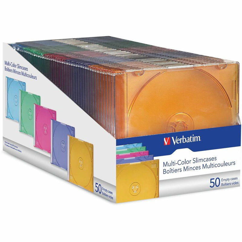 Verbatim CD/DVD Color Slim Jewel Cases, Assorted - 50pk