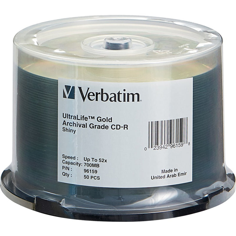 VERBATIM CD-R 700MB 52X ULTRALIFE GOLD ARCHIVAL GRADE WITH BRANDED SURFACE - 50P