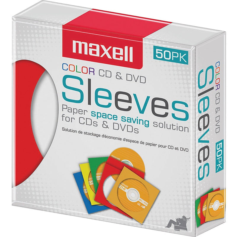 MAXELL CD & DVD SLEEVES MULTI-COLOR 50PK PAPER