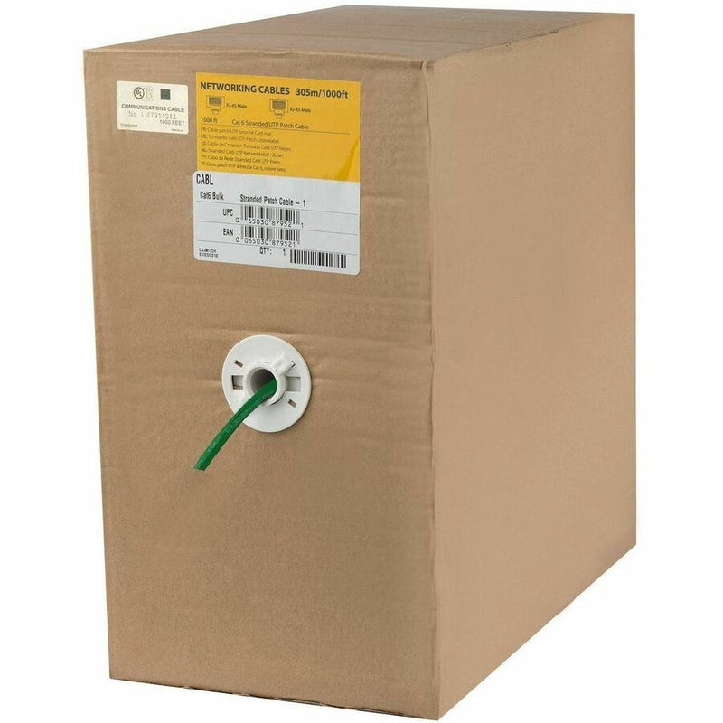 StarTech.com 1000 ft Bulk Cat6 Ethernet Cable - Stranded - CM-Rated for In-Wall Use - Cat 6 UTP Patch Cable - Green