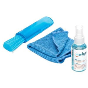 Manhattan LCD Cleaning Kit (mini), Alcohol-free, Includes Cleaning Solution (60ml), Brush and Microfibre Cloth, Ideal for use on monitors/laptops/keyboards/etc, , Three Year WarrantyBlister