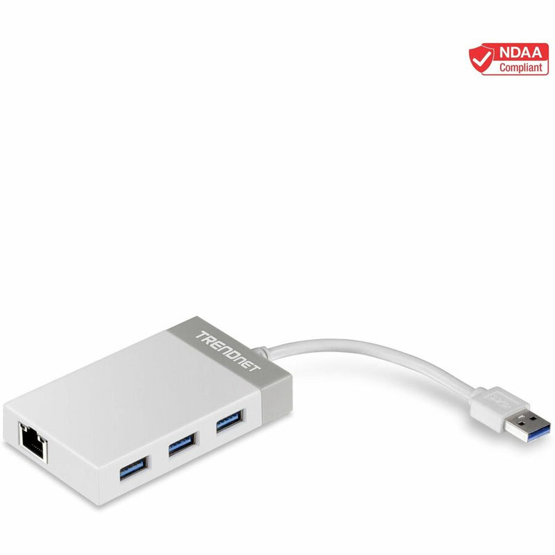 TRENDnet 3-Port USB 3.0 Hub with 10/100/1000 Mbps Gigabit Ethernet Adapter (3 USB 3.0 Ports; a RJ45 Gigabit Ethernet Port); Support XP; Vista; Windows 7; 8; 8.1; 10; Mac OS 10.6-10.9; Nintendo Switch; TU3-ETGH3