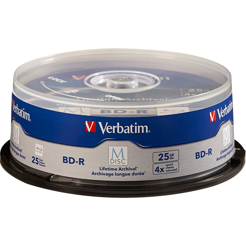M DISC BD-R 25GB 4X with Branded Surface 25pk Spindle,M DISC, Archival BD-R, BD-