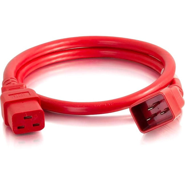 C2G 2ft 12AWG Power Cord (IEC320C20 to IEC320C19) -Red
