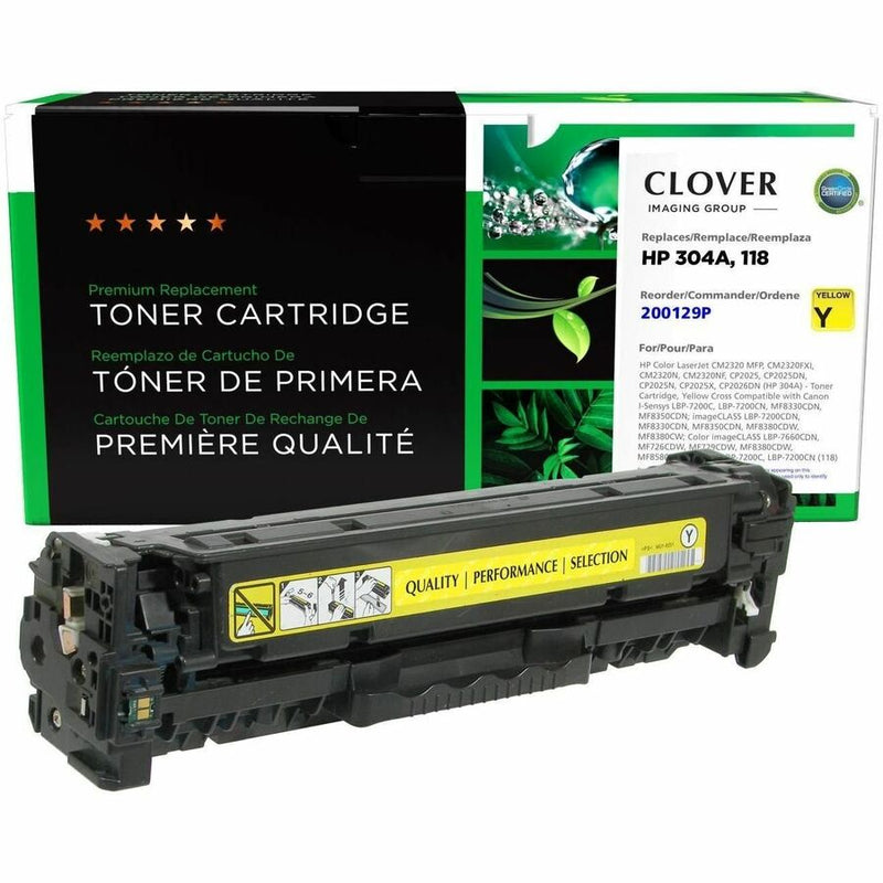 CIG Remanufactured Laser Toner Cartridge 304A (Canon 118, Canon 2659B001AA, HP 304A, HP CC532A) - Yellow - 1 Each