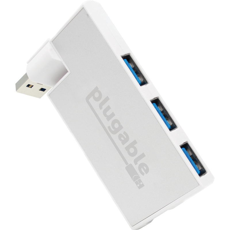 Plugable USB Hub, Rotating 4 Port USB 3.0 Hub, Powered USB Hub (Compatible with Windows, macOS & Linux, USB 2.0 Backwards Compatible)
