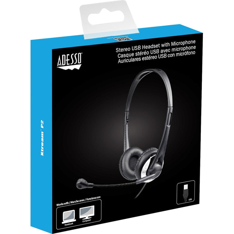 Adesso Xtream P2 USB Wired Headset with Built-in Microphone