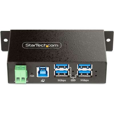 StarTech.com Hub USB géré à 4 ports, boîtier industriel en métal robuste, protection ESD et contre les surtensions, montable sur mur/bureau/rail DIN, USB 5 Gbit/s 