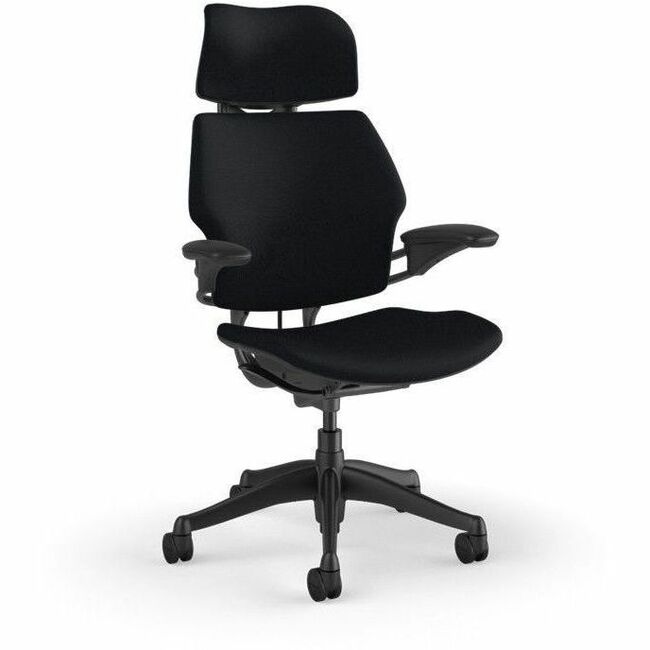 FREEDOM TASK CHAIR WITH HEADREST, GRAPHITE FRAME AND HEIGHT-ADJUSTABLE ARMS - BL