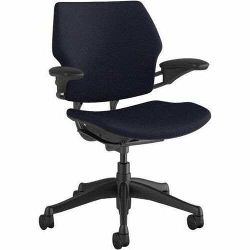 FREEDOM TASK CHAIR WITH GRAPHITE FRAME AND HEIGHT-ADJUSTABLE ARMS - NAVY CORDE 4