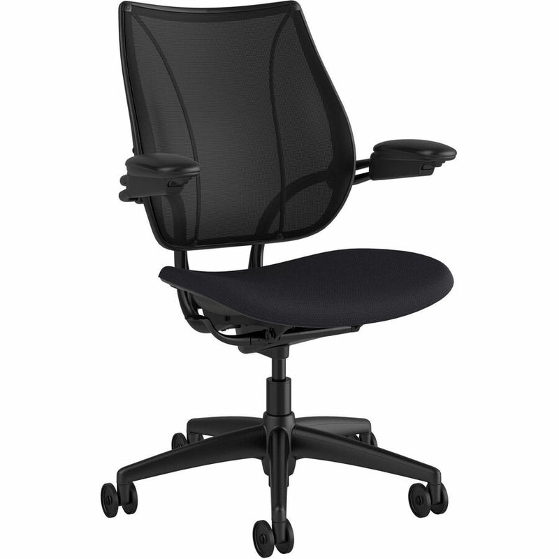 LIBERTY TASK CHAIR WITH BLACK FRAME AND HEIGHT-ADJUSTABLE ARMS - GRAPHITE CORDE