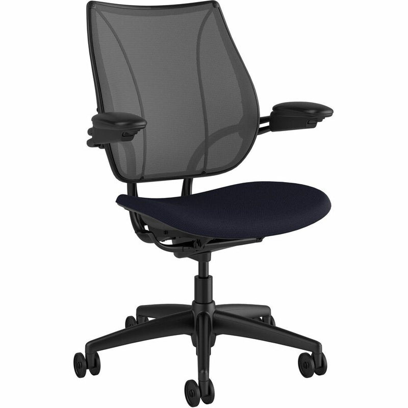 LIBERTY TASK CHAIR WITH BLACK FRAME AND HEIGHT-ADJUSTABLE ARMS - NAVY CORDE 4 FA
