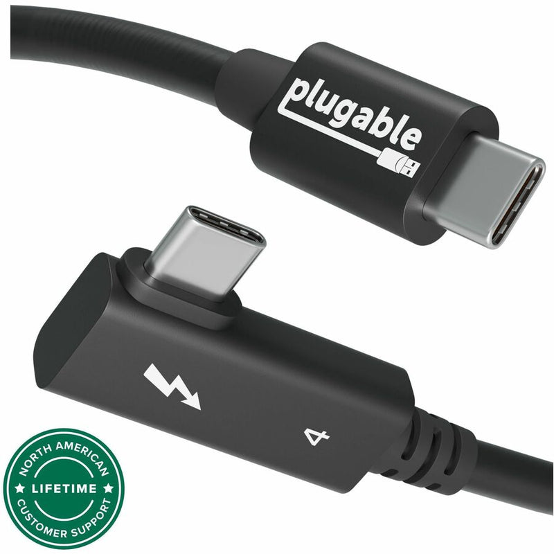 Plugable Thunderbolt 4 Cable Right Angle 40Gbps with 240W EPR Charging, 8K Display, Intel Certified