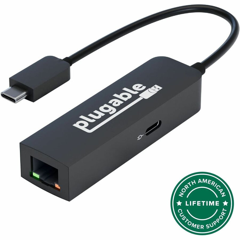 Plugable USB C to Ethernet Adapter 2.5Gb with 100W USB-C PD Charging, 2.5 Gigabit Type C USB Ethernet Adapter