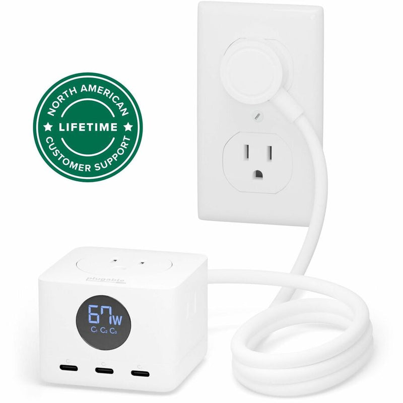 Plugable 67W USB C Power Strip, USBC Charging Station Extension Cord with Multiple Outlets