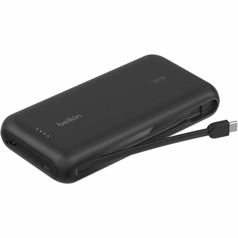 Belkin 30W 2-port Power Bank w/ Integrated USB-C Cable - 20K mAh - 1xUSB-A, 1xUSB-C - Portable Charger - Black