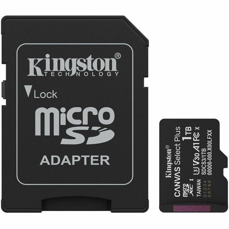 Kingston Canvas Select Plus 1 TB Class 10/UHS-I (U3) V30 microSDXC - 1
