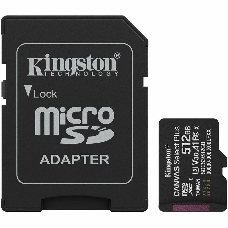 Kingston Canvas Select Plus 512 GB Class 10/UHS-I (U3) V30 microSDXC - 1