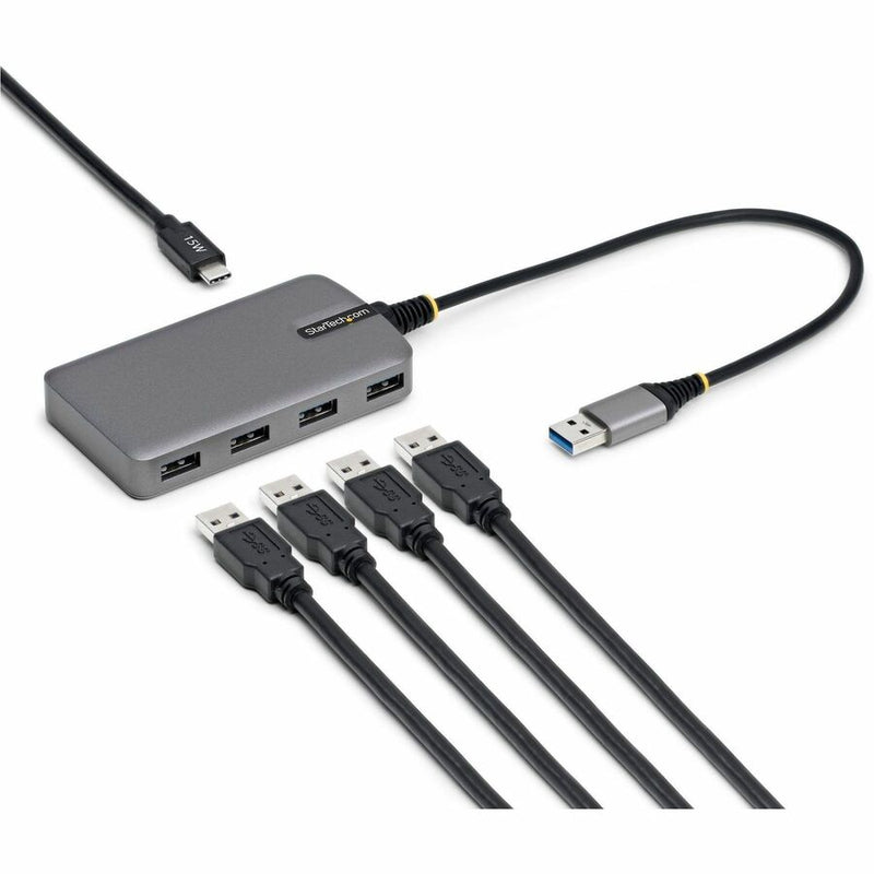 StarTech.com 4-Port USB-A Hub, 5Gbps, Bus Powered, USB-A to 4x USB-A Hub with USB-C Auxiliary Power Input, Portable USB Hub