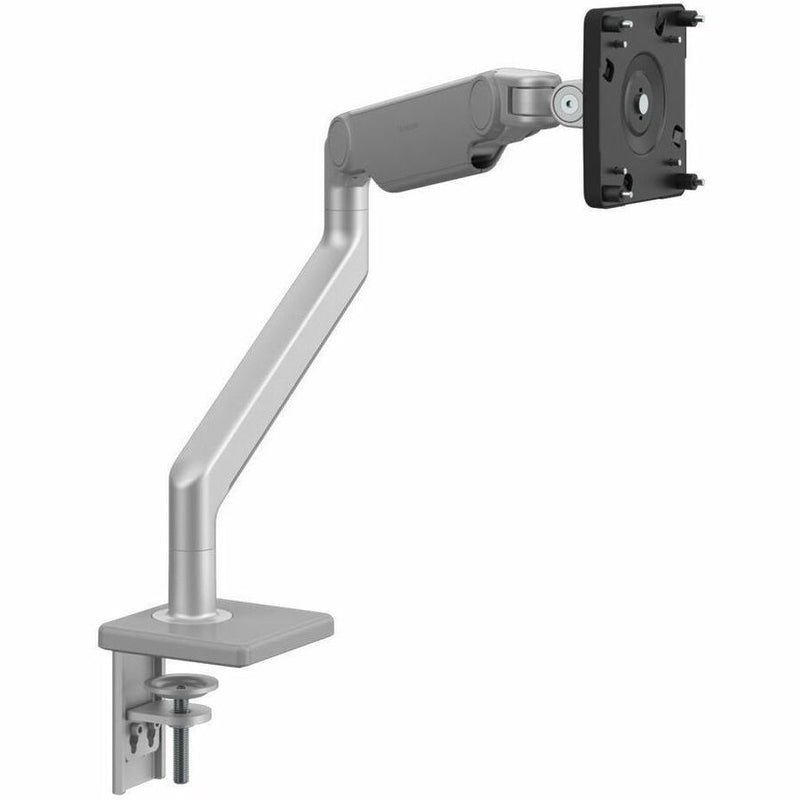 M2.1 MONITOR ARM WITH CLAMP MOUNT, ANGLED/DYNAMIC LINK, SILVER WITH GRAY TRIM