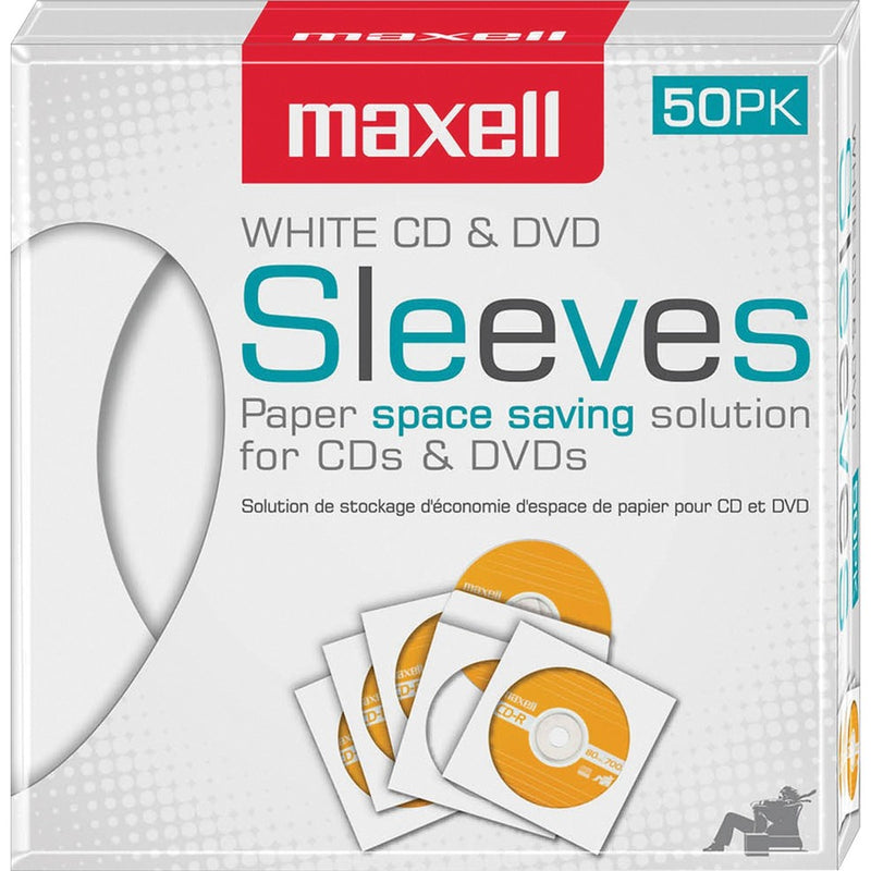 MAXELL CD & DVD SLEEVES WHITE 50PK PAPER