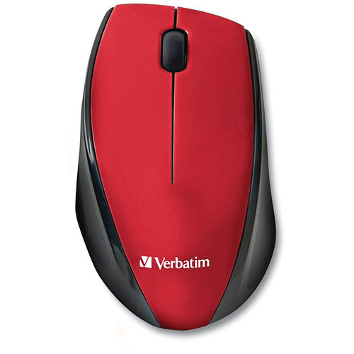 Wireless Multi Trac Blue LED Optical Mouse - Red