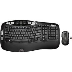 Logitech MK550 Ensemble clavier et souris sans fil Wave, design ergonomique Wave, noir