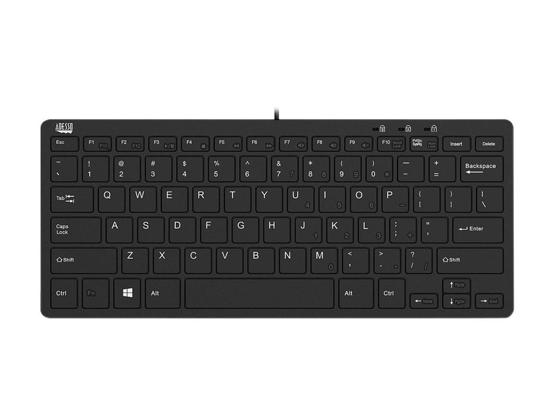 Adesso SlimTouch 11.25 inch wide Mini multimedia keyboard with 2 USB Hubs ,sciss