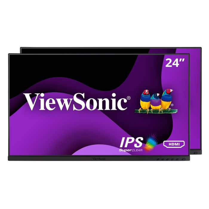 VIEWSONIC 24IN DUAL PACK HEAD-ONLY 1080P IPS MONITORS WITH HDMI, DP, AND VGA.