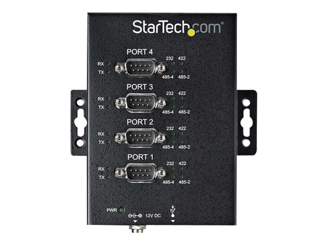 StarTech.com USB to RS232/RS485/RS422 4 Port Serial Hub Adapter - Industrial Metal USB 2.0 to DB9 Serial Converter - Din Rail Mountable