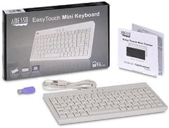 Mini clavier combo USB-PS/2 blanc avec LED pour majuscules, verrouillage numérique et défilement