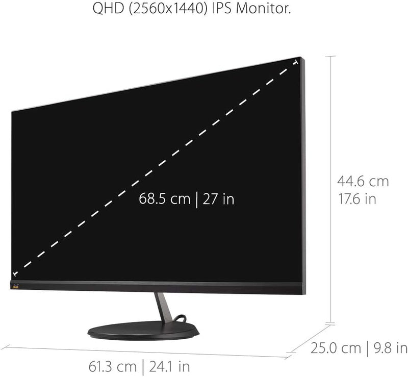 VIEWSONIC 27IN 2K QHD THIN-BEZEL IPS MONITOR WITH USB-C, HDMI, AND DISPLAYPORT.