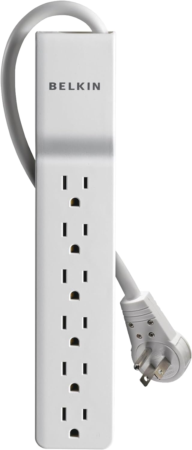 Belkin 6 Outlet Home/Office Surge Protector - Rotating Plug - 6 foot Cable -White - 720 Joules