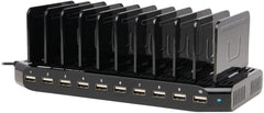 10-Port USB Charging Station with Adjustable Storage - 12V 8A / 96W USB Charger