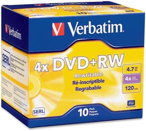 Support DVD réinscriptible Verbatim DataLifePlus 94839 - DVD+RW - 4x - 4,70 Go - Paquet de 10 étuis minces