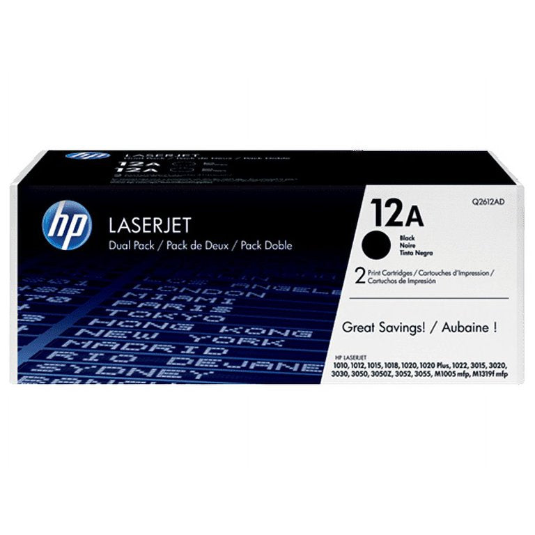 Cartouche de toner laser d'origine HP 12A - Noir - 2/paquet