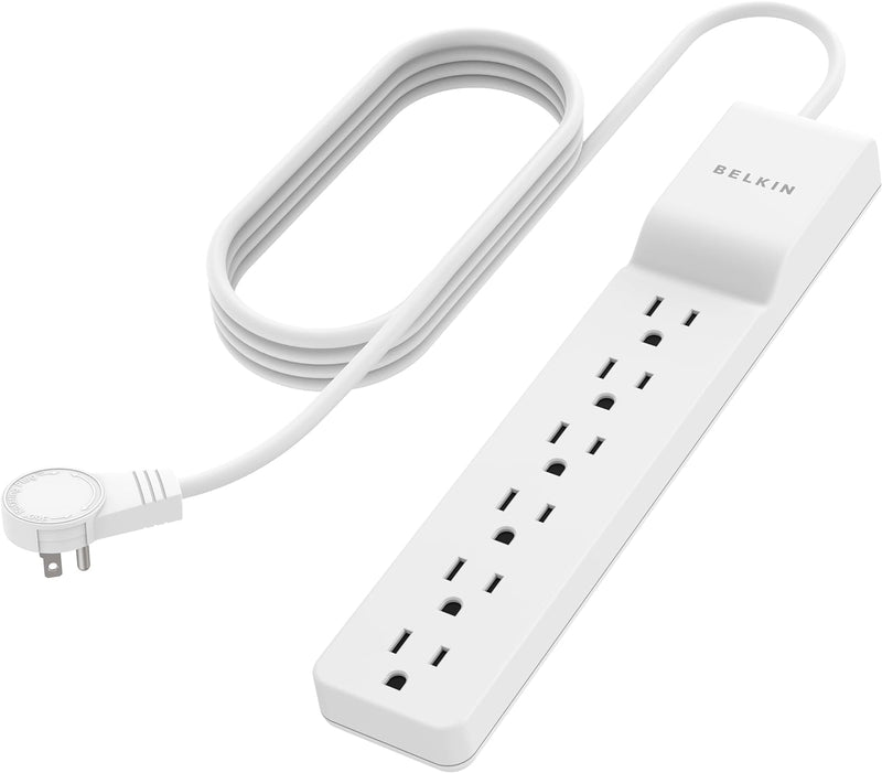 Belkin 6 Outlet Home/Office Surge Protector - Rotating Plug - 6 foot Cable -White - 720 Joules