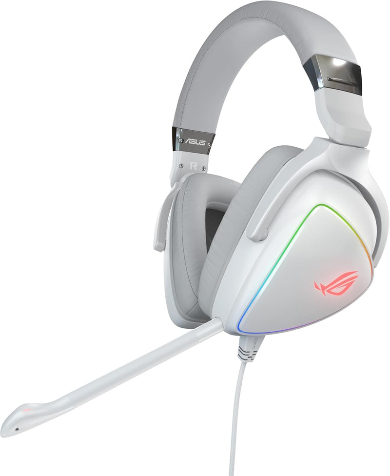 Casque de jeu ASUS ROG Delta White RGB avec Hi-Res ESS Quad-DAC, RBG circulaire l