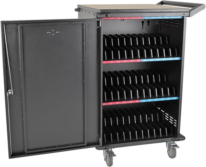36-Device AC Charging Station Cart for Chromebooks and Laptops, Black