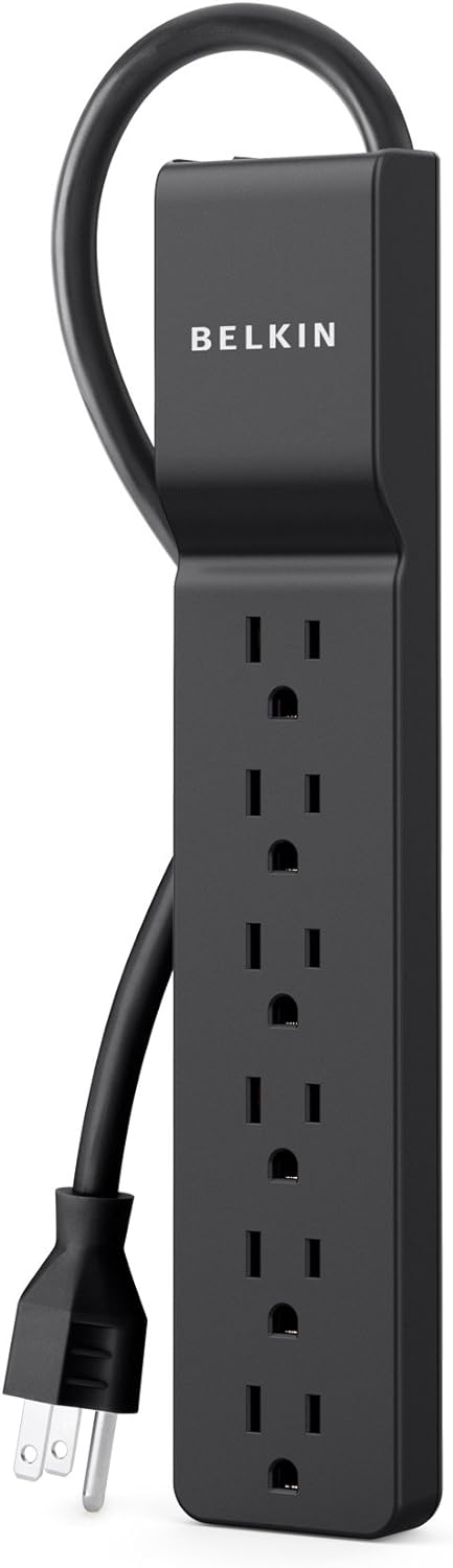 Belkin 6-Outlet Home and Office Surge Protector - 4 foot cord - Black - 720 Joules