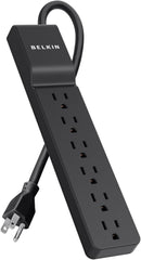 Belkin 6-Outlet Home and Office Surge Protector - 4 foot cord - Black - 720 Joules