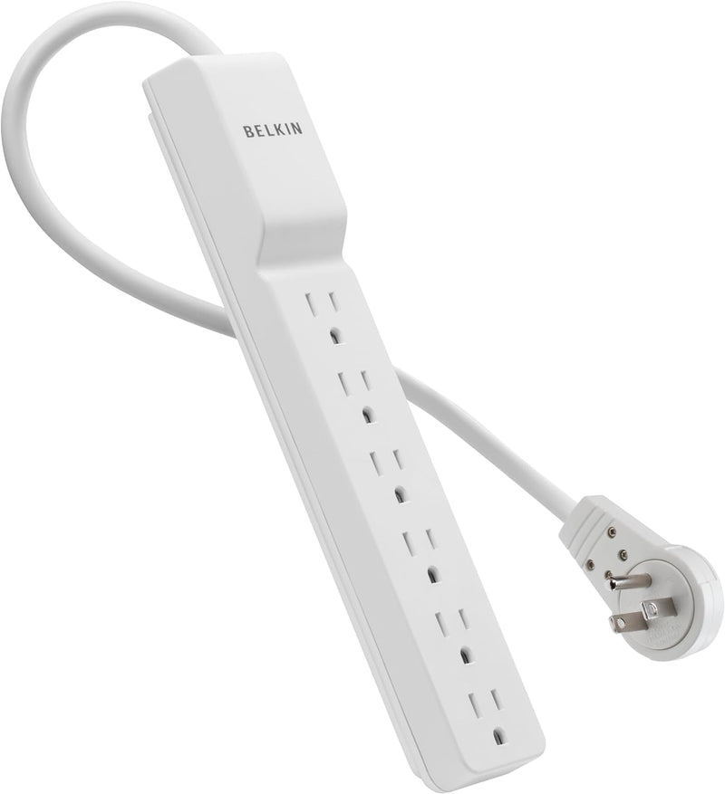 Parasurtenseur Belkin à 6 prises pour la maison/le bureau - Prise rotative - Câble de 6 pieds - Blanc - 720 Joules