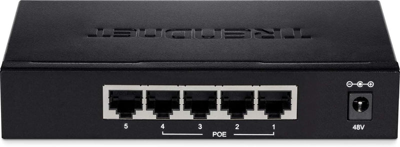 TRENDnet Switch Gigabit EdgeSmart PoE+ 5 ports, 4 ports Gigabit PoE+, 1 port Gigabit, budget d'alimentation PoE 31 W, commutateur PoE+ géré, montable au mur, protection à vie, noir, TPE-TG50ES 