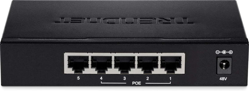 TRENDnet 5-Port Gigabit EdgeSmart PoE+ Switch, 4 x Gigabit PoE+ Ports, 1x Gigabit Port, 31W PoE Power Budget, Managed PoE+ Switch, Wall mountable, Lifetime Protection, Black, TPE-TG50ES