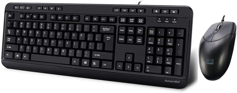 Adesso AKB-132CB - Antimicrobial Multimedia Desktop Keyboard and Mouse
