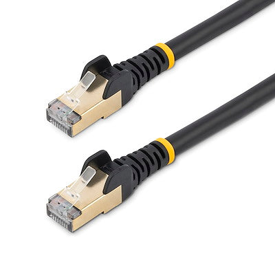StarTech.com Câble Ethernet CAT6a de 3,7 m – Cordon de brassage PoE 10 Gigabit de catégorie 6a, blindé sans accroc, 100 W – 10 Go noir, câblage certifié UL/TIA