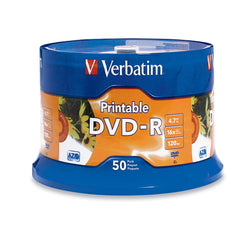Verbatim DVR-R 4.7GB 16X White Inkjet Printable with Branded Hub - 50pk Spindle