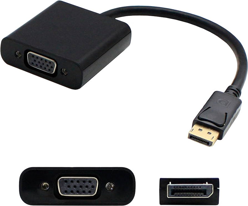 Câble adaptateur AddOn 20,00 cm (8,00 pouces) DisplayPort mâle vers VGA femelle noir