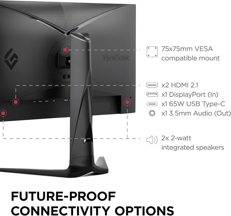 MONITEUR DE JEU VIEWSONIC 27 POUCES À TAUX DE RAFRAÎCHISSEMENT COMMUTABLE AVEC 320 HZ EN FHD ET 160H 